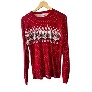 Hanna Andersson Red & White Snowflake Print Pajama Shirt Size Medium